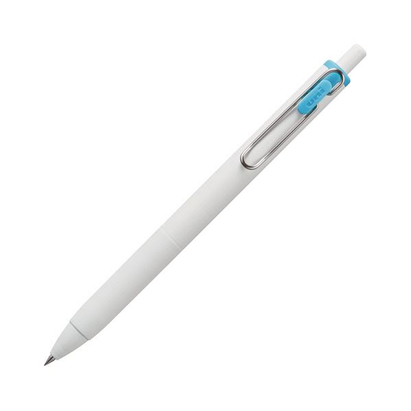 （まとめ）三菱鉛筆 ゲルインクボールペン ユニボール ワン 0.5mm スカイブルー （軸色：オフホワイト） UMNS05.48 1セット（10本） (×5