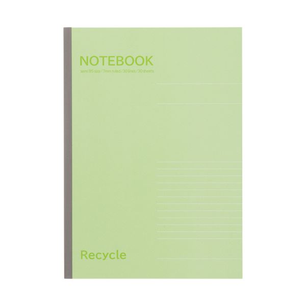 （まとめ）TANOSEE ノートブック再生紙セミB5 A罫7mm 30枚 グリーン 1セット（10冊） (×10セット) b04