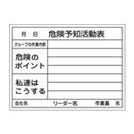 危険予知活動黒板〈ホワイトボード〉 危険予知活動表 グループの作業内容 危険のポイント 私達はこうする KKY-3B