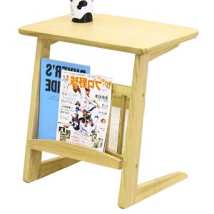 サイドテーブル/ミニテーブル 【幅55cm】 木製 マガジンラック付き 北欧風 木目調 ナチュラル - 拡大画像