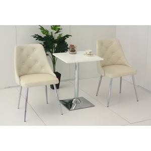 コーヒーテーブル(カフェテーブル) 正方形 幅50cm 木製/スチール ホワイト(白) - 拡大画像
