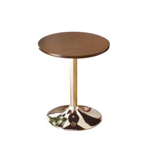 ラウンドテーブル(丸型テーブル) 幅Φ50cm 木製 スチール 木目調 ブラウン - 拡大画像