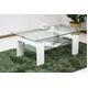 強化ガラステーブル/ローテーブル 【幅105cm】 高さ45cm 棚収納付き ホワイト(白) - 縮小画像1