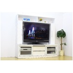 テレビ台/テレビボード 【幅150cm：42型〜65型対応】 可動棚/引き出し/扉/スライドレール付き 日本製 ホワイト(白)