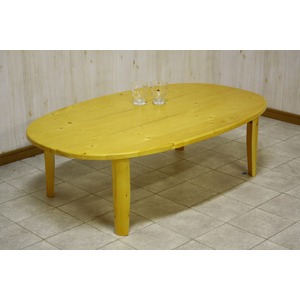 折りたたみテーブル 【楕円形】 幅120cm 木製 木目調 ライトブラウン 【完成品】 - 拡大画像