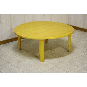 折りたたみテーブル 【丸型】 幅90cm 木製 木目調 ライトブラウン 【完成品】 - 拡大画像