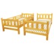 二段ベッド(シングルベッド2台) フレームのみ 木製 安全金具/階段付き スノコ床板 ライトブラウン - 縮小画像2