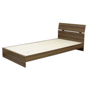 ベッドフレーム 【シングルサイズ】 フレームのみ 木製 木目調 スノコ床板 ブラウン - 拡大画像
