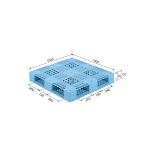 （業務用2個セット）三甲(サンコー) プラスチックパレット/プラパレ 【両面使用型】 段積み可 R4-1010 ライトブルー(青) 【×2セット】