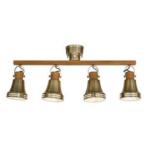 シーリングライト/照明器具 【4灯】 スチール×天然木 ELUX(エルックス) Wood bell アンティークブラス 【電球別売】 - 拡大画像