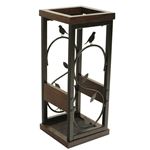 傘立て nico 【幅23cm】 木製×スチール コンパクト 受け皿付き BR/BK ブラウン×ブラック