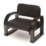 TV座椅子(パーソナルチェア) 木製 合成皮革(合皮) 肘付き 高さ3段階調整可 ブラックレザー