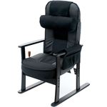 肘付き高座椅子/リクライニングチェア 【安定型】 木製×合成皮革(合皮) 高さ調節可