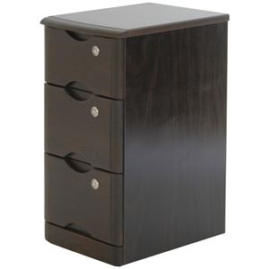 タモチェスト32cm幅 全鍵付き 3段 DBR(ダークブラウン) 天然木/引き出し収納 【完成品】