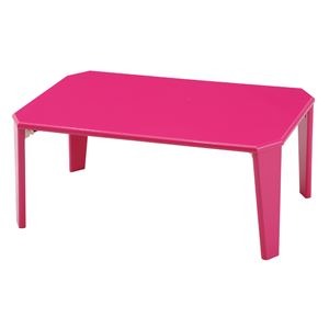シンプル 折りたたみテーブル/ローテーブル 【ピンク】 幅75cm 鏡面仕上げ
