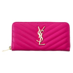 Saint Laurent （サンローラン ） 358094 BOW01 5623 ラウンドファスナー長財布 BUBBLEGUM