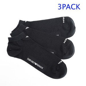 EMPORIO ARMANI （エンポリオ アルマーニ ） 300008 5P234 00020 M コットンソックス 3PACK BLACK