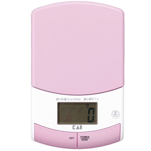(3個セット) クッキングスケール 計量器 約縦16×横10×厚さ2.2cm 薄型 2kg計量 ピンク デジタル コンパクト 貝印 キッチン b04