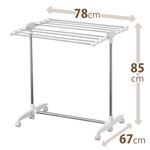 バスタオルハンガー/室内物干しスタンド 【キャスター付き】 幅87cm 大判バスタオル対応 折りたたみ可 『ポーリッシュ』