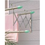 伸縮式ベランダ竿受けアーム 【一対セット】 幅2.8cm×奥行14.5〜48.5cm×高さ31cm ステンレス製 日本製 (竿は別売り)