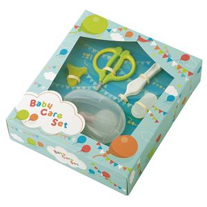 貝印 ベビー用品 出産祝い 新生児用 ベビーケア 3点セット KF0140 ( ツメきりハサミ + ピンセット + 鼻吸い器 ) 商品写真