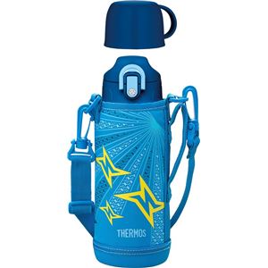 【THERMOS サーモス】 水筒 真空断熱2WAYボトル 【0.8L ブルーイエロー】 直飲み＆コップ付き 軽量 コンパクト