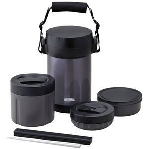 【THERMOS サーモス】 大容量 保温弁当箱 【ミッドナイトブルー ごはん量：お茶碗約3.8杯分】 男性向け 軽量 コンパクト