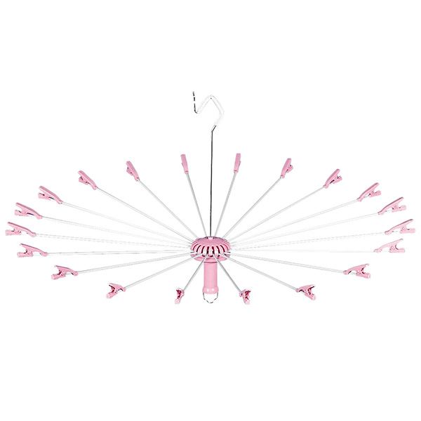 (まとめ) パラソルハンガー/洗濯ハンガー (ピンク) 20本掛け 洗濯用品 ニューハンド物干し (×12個セット) b04