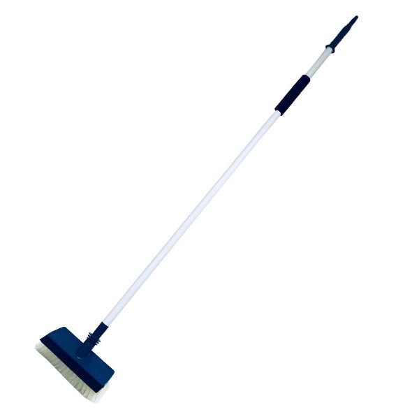 【商品名】 屋外用 通水デッキブラシ/掃除用品 【幅22×奥行き10×高さ144cm】 ゴムヘラ付き コンクリート面 タイル床対応 【12個セット】 【ジャンル・特徴】 屋外 室外 通水 デッキブラシ