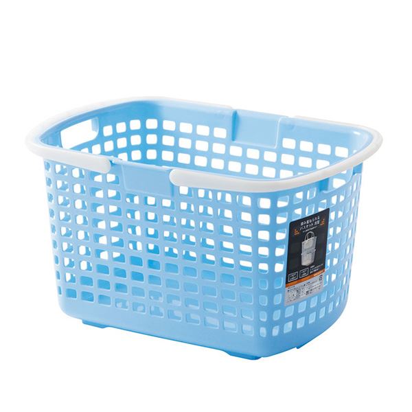 (まとめ) S-ライトバスケット/収納かご (ブルー) 持ち手付き 積み重ね可 洗濯かご 脱衣かご おもちゃ収納 (24個セット) b04