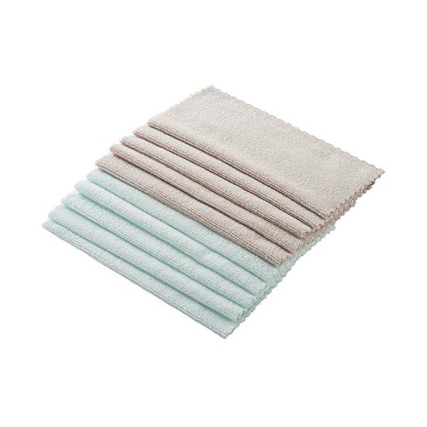 【商品名】 【3個セット】 レック 激落ちくん Ba GN マイクロファイバー クロス 28×28cm ブルー×ベージュ 10枚組（各色5枚入） S00735 【ジャンル・特徴】 掃除 クロス リビン