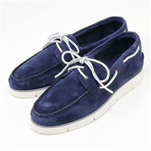 BOEMOS イタリア製 本革デッキシューズ メンズ BLUE（青） 41サイズ（約26〜26.5cm）