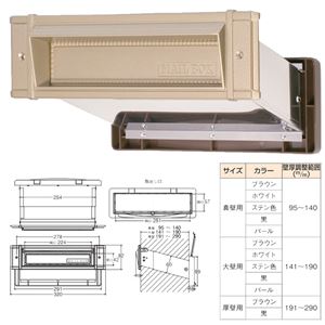 メイルシュート/埋込専用ポスト 【内フタ付気密型 No.24 真壁】 パール 口金付き 水上金属 〔部品 DIY 日曜大工〕