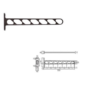 フラット物干し金物 【全長550mm/黒】 アルミダイカスト 水上金属 FT550 〔部品 DIY 日曜大工〕 商品画像