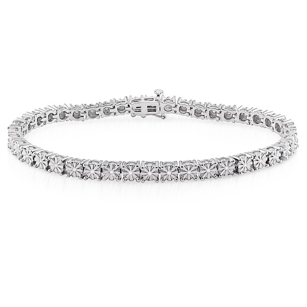 ダイヤモンド(0.25ct I3透明度)ブレスレット、17.78センチ、スターリングシルバーf00