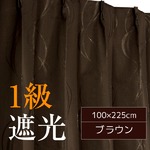 1級遮光・遮熱・遮音カーテン 【2枚組 100×225cm/ブラウン】 波柄 洗える・形状記憶 『リモート』