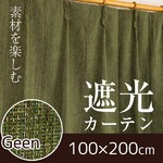 2級遮光カーテン/目隠し 【2枚組 100×200cm/グリーン】 遮熱 2重加工 形状記憶 洗える 『モールド』