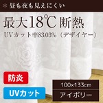 防炎・UVカット レースカーテン 【2枚組 100×133cm/デザイヤー】 アイボリー 最大18℃断熱 省エネ バラ柄 帝人 日本製