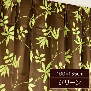 ボタニカル柄遮光カーテン 【2枚組 100×135cm/グリーン】 洗える 形状記憶 植物柄 『ヒルズ』