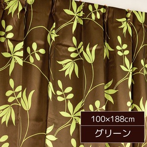 ボタニカル柄遮光カーテン 【2枚組 100×188cm/グリーン】 洗える 形状記憶 植物柄 『ヒルズ』