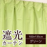 シンプル遮光カーテン/目隠し 【2枚組 100×135cm/グリーン】 洗える 『フィリー』