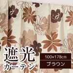 南国風遮光カーテン/目隠し 【2枚組 100×178cm/ブラウン】 花柄 洗える 『ソラン』