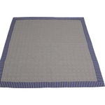 オールシーズン使える柔らかタッチラグ 185×185cm ブルー ラグ 洗える ラグマット 綿配合 ストライプニット