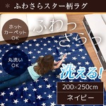 ラグ 200×250cm 長方形 ネイビー 洗える ラグマット ホットカーペット対応 床暖房 秋用 冬用 スターラグ