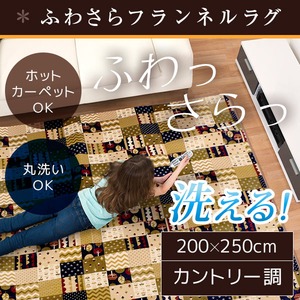ラグ 200×250 長方形 ブルー 洗える ラグマット ホットカーペット対応 床暖房 秋用 冬用 木立カントリーラグ