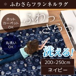 ラグ 200×250cm 長方形 ネイビー 洗える ラグマット ホットカーペット対応 床暖房 秋用 冬用 コーヒーショップラグ