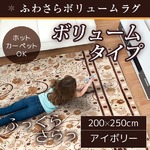 ラグ ボリュームタイプ 200×250cm 長方形 アイボリー ラグマット ホットカーペット対応 床暖房 秋用 冬用 サラサボリュームラグ