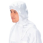workfriend 工場用白衣フードキャップF型 男女兼用 マスク掛・メガネ穴・後マジック調整・ケープ付 SK7504 ホワイト