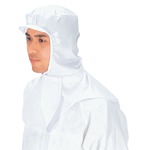 サカノ繊維 工場用白衣フードキャップG型 男女兼用 マスク掛・メガネ穴・後マジック調整・ケープ付 SK7505 ホワイト