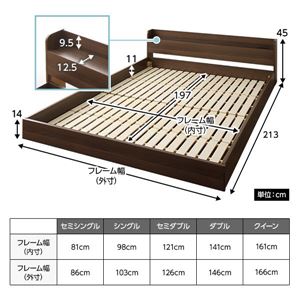 宮付き ローベッド すのこベッド セミダブル (フレームのみ) ウォールナットブラウン 木製 ヘッドボード 2口コンセント付き 宮付き ローベッド すのこベッド セミダブル (フレームのみ) ウォールナットブラウン 木製 ヘッドボード 2口コンセント付き